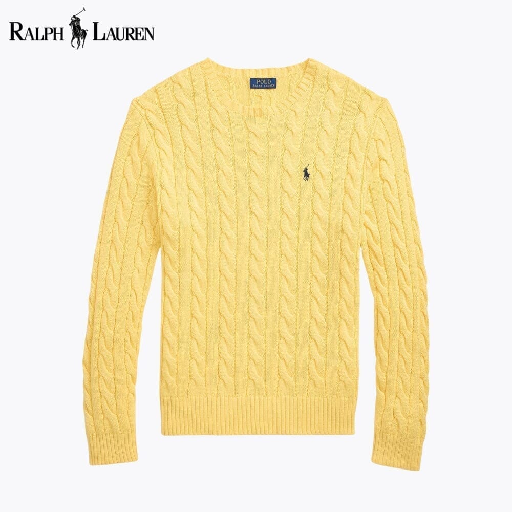 RL Cable-Knit Cotton Jumper Ralph Lauren Montevaro Yellow S 
