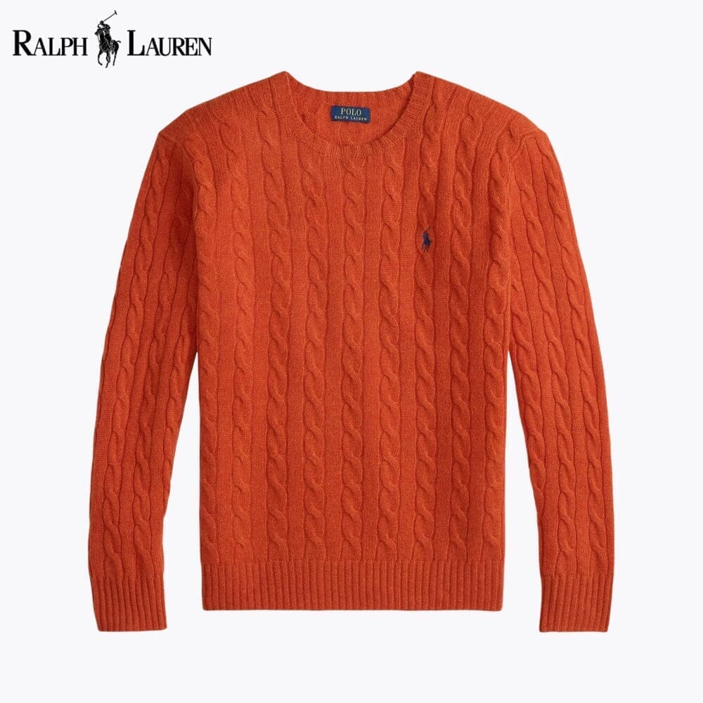 RL Cable-Knit Wool-Cashmere Jumper Ralph Lauren Montevaro Orange S 