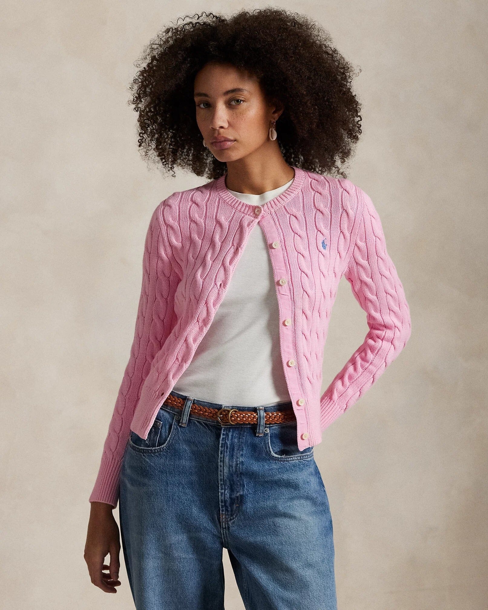 RL Cardigan | Cotton Cable-Knit Ralph Lauren Montevaro Pink XS 