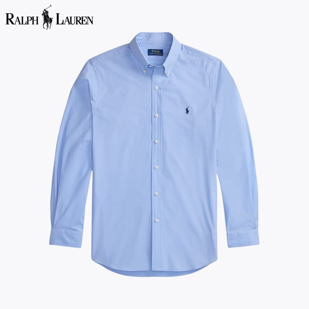 RL Classic Fit Stretch Poplin Shirt Ralph Lauren Montevaro Blue S 