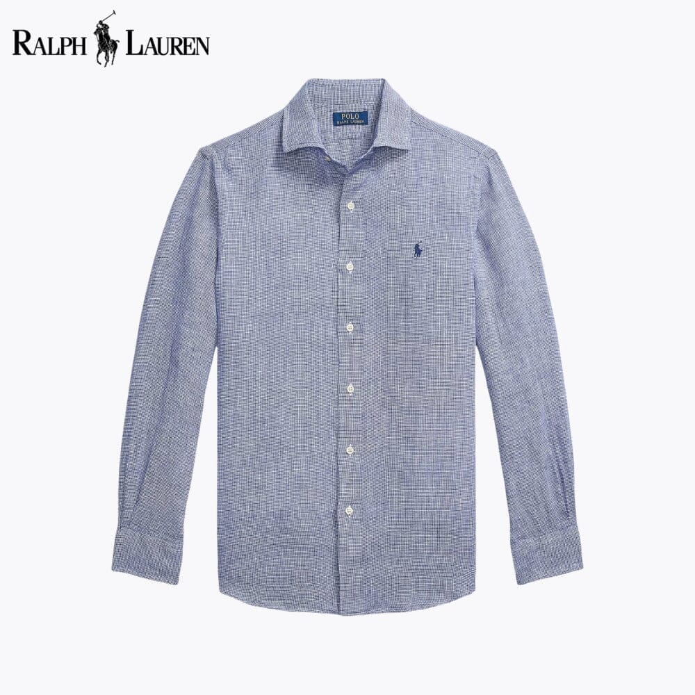 RL Custom Fit Linen Shirt Ralph Lauren Luxvian Royal White S 