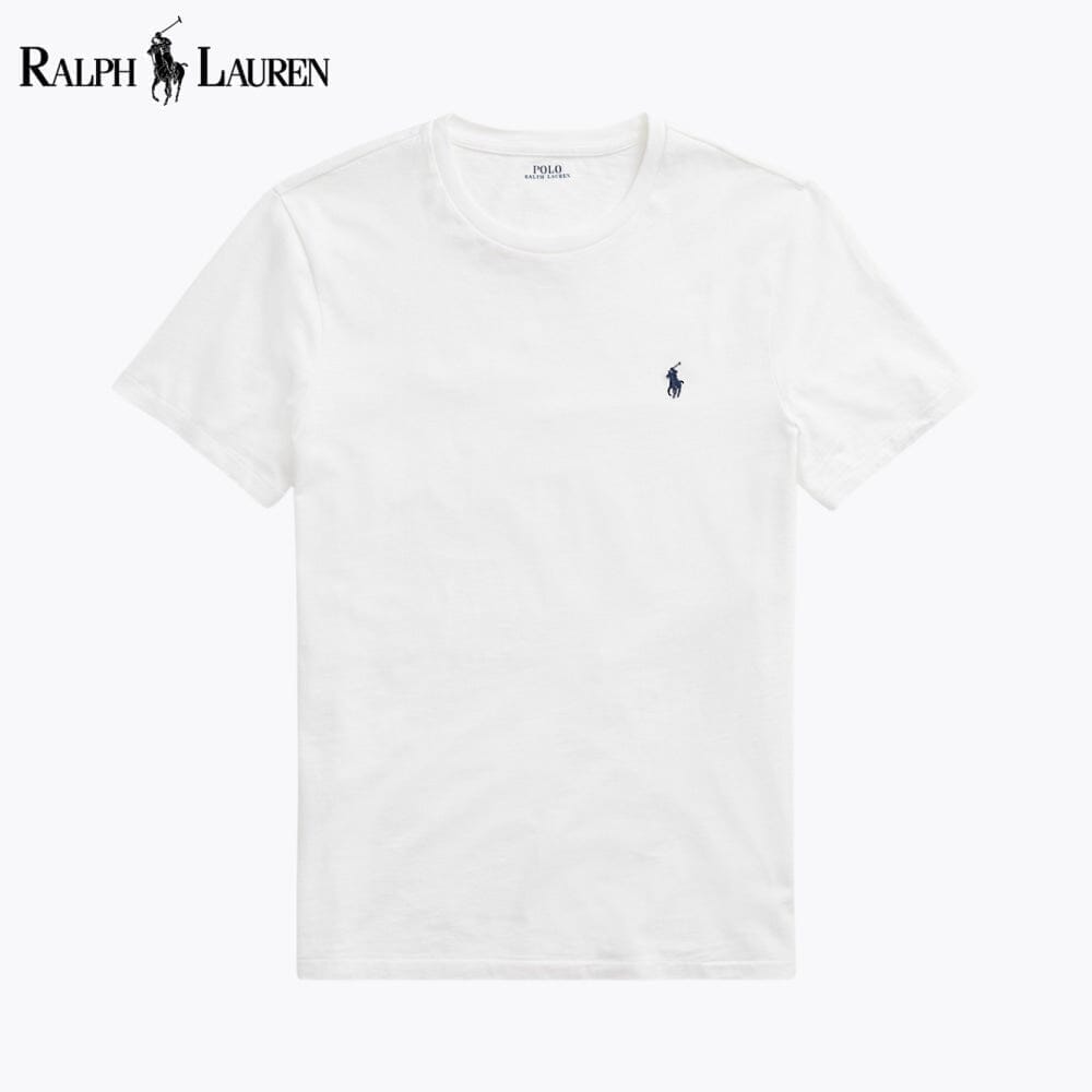 RL Custom Slim Fit Jersey Crewneck T-Shirt Ralph Lauren Montevaro White S 