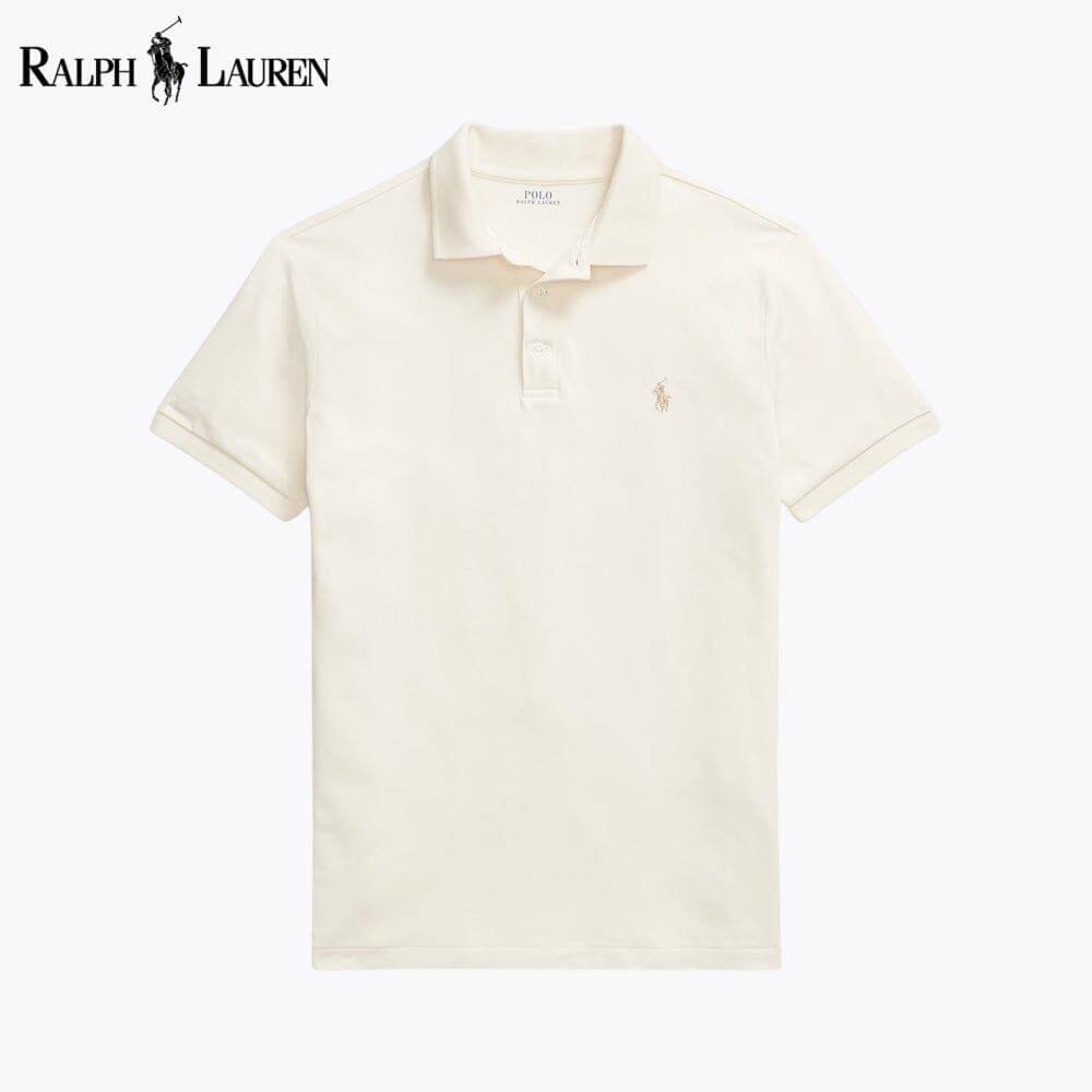 RL Custom Slim Fit Stretch Mesh Polo Shirt Ralph Lauren Montevaro Cream S 