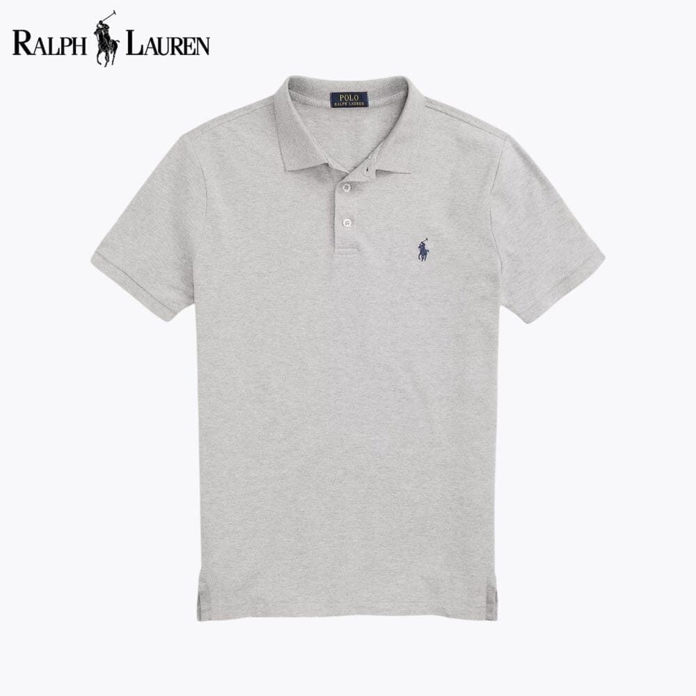 RL Custom Slim Fit Stretch Mesh Polo Shirt Ralph Lauren Montevaro Gray S 