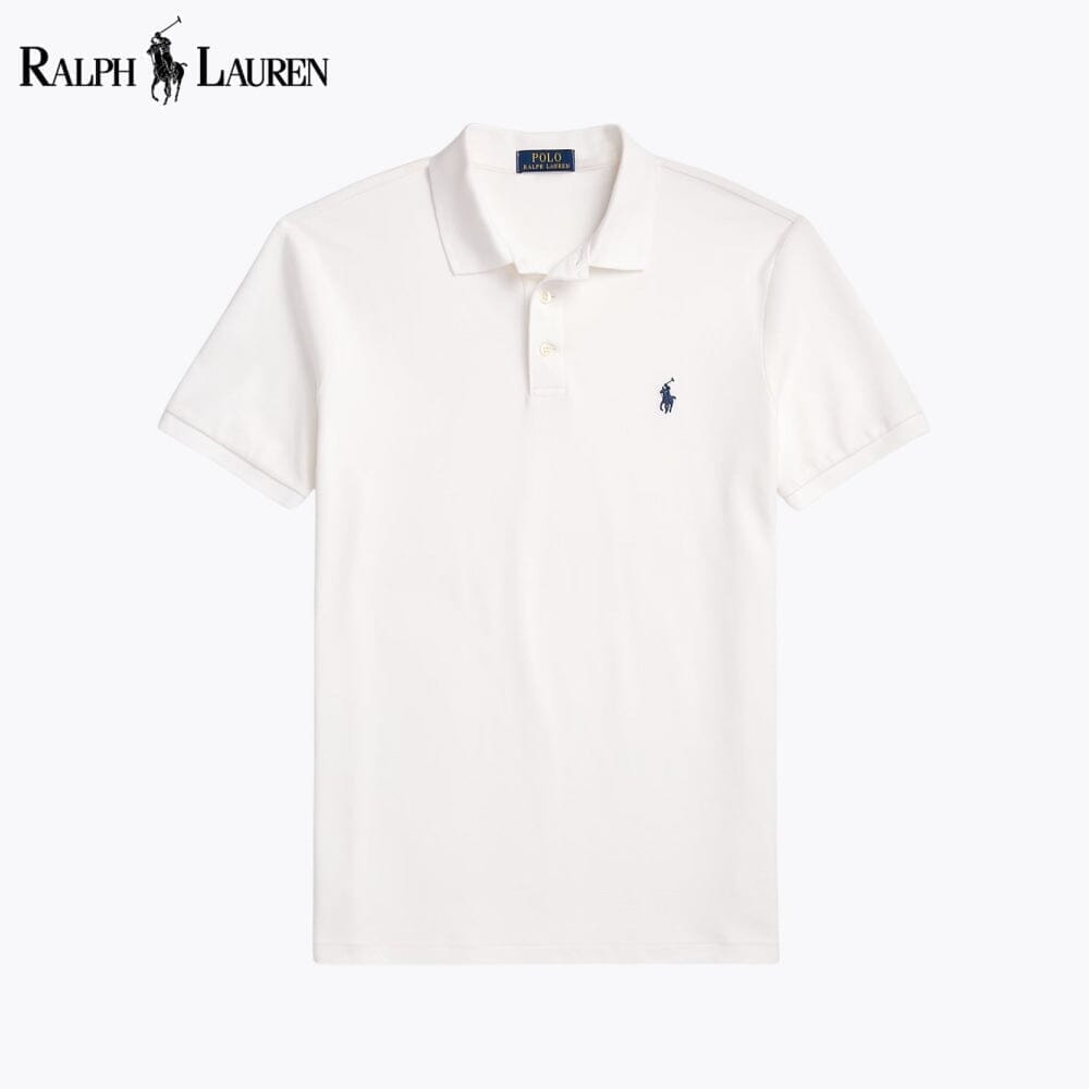 RL Custom Slim Fit Stretch Mesh Polo Shirt Ralph Lauren Montevaro White S 