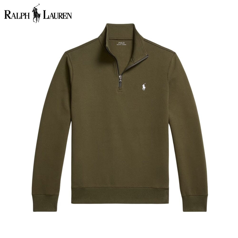 RL Double-Knit Mockneck Pullover Ralph Lauren Luxvian Olive S 