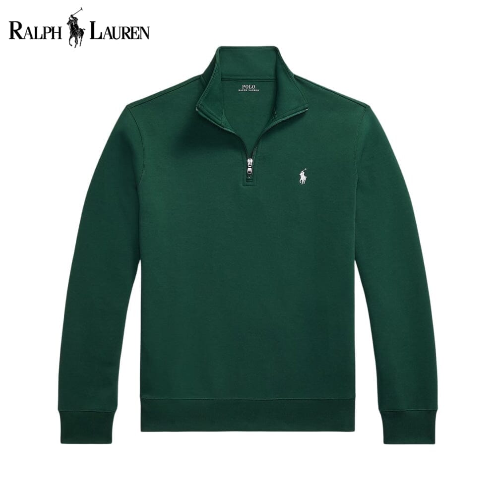 RL Double-Knit Mockneck Pullover Ralph Lauren Luxvian Pine Green S 