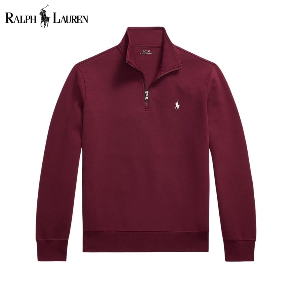 RL Double-Knit Mockneck Pullover Ralph Lauren Montevaro Wine S 