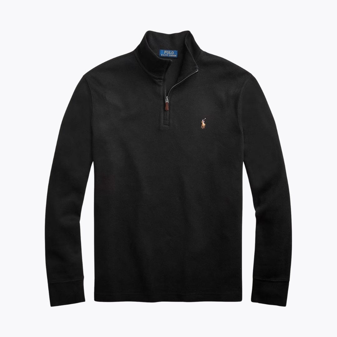 RL Estate-Rib Quarter-Zip Pullover Ralph Lauren Luxvian Black S 