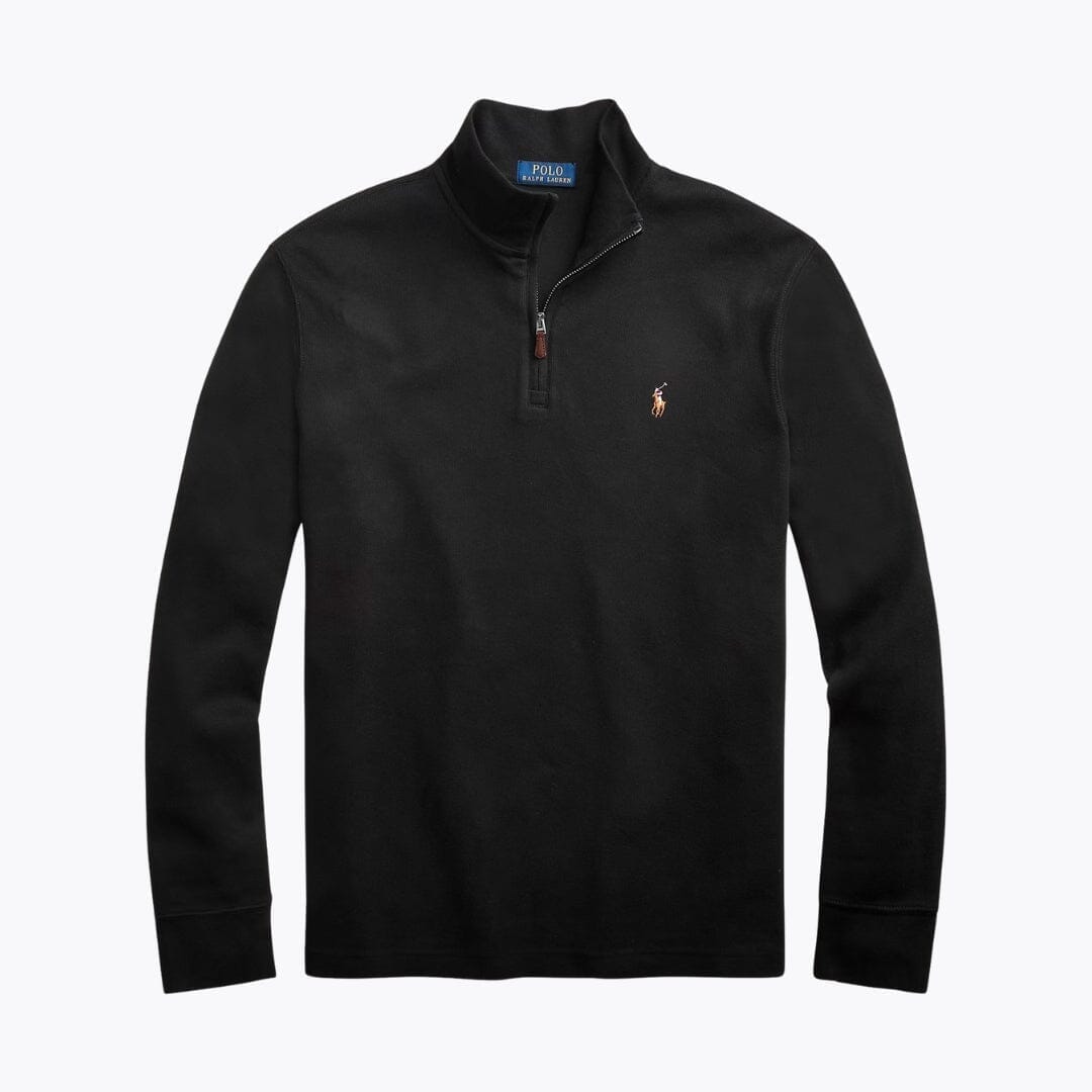 RL Estate-Rib Quarter-Zip Pullover Ralph Lauren Montevaro Black S 