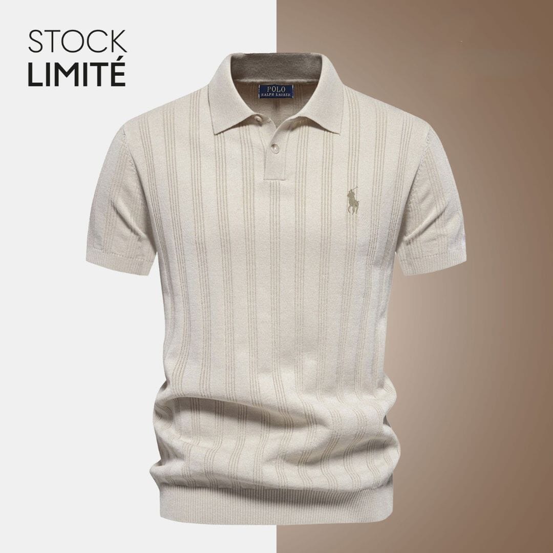 RL Exclusive Men's Textured Knit Polo Shirt Ralph Lauren Montevaro Beige S 