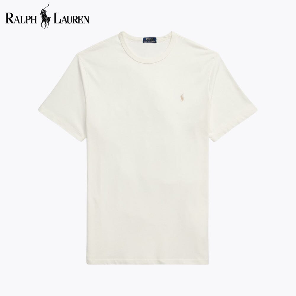RL Jersey Crewneck T-Shirt Ralph Lauren Montevaro Cream S 