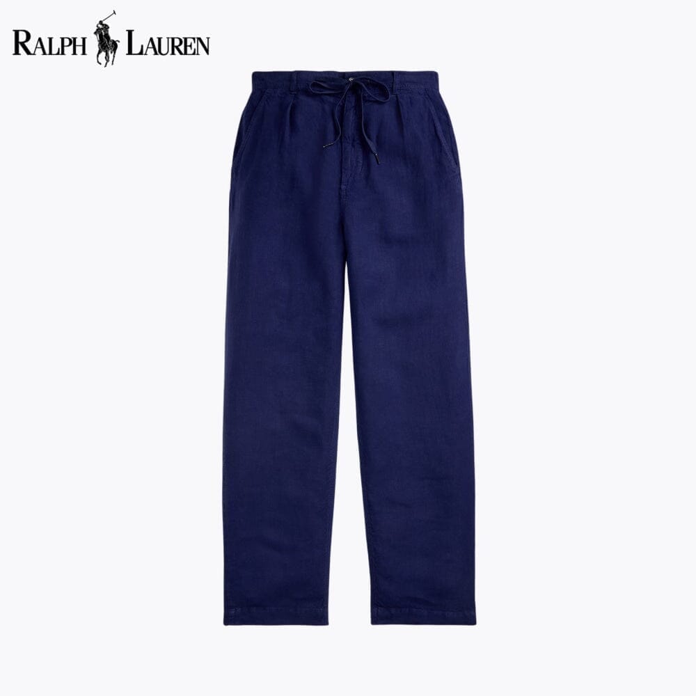 RL Lateef Relaxed Fit Pleated Linen Pant Ralph Lauren Montevaro Blue Navy 28 