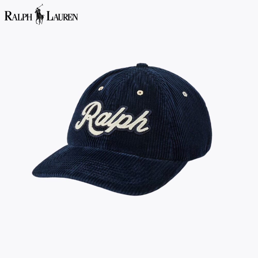 RL Logo Corduroy Ball Cap Ralph Lauren Aurev Hunter Navy 