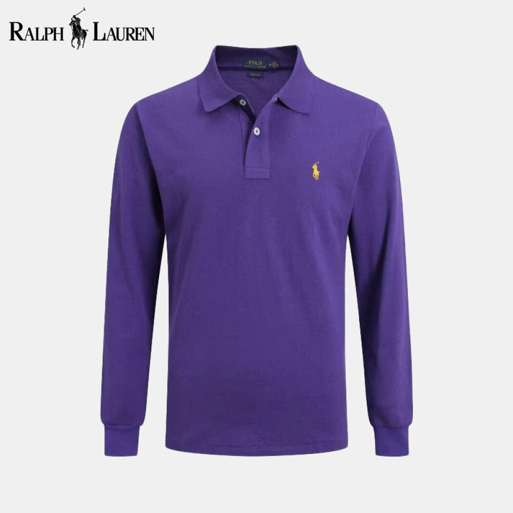 RL Long Slim Fit Dress Shirt Ralph Lauren Aurev Purple S 