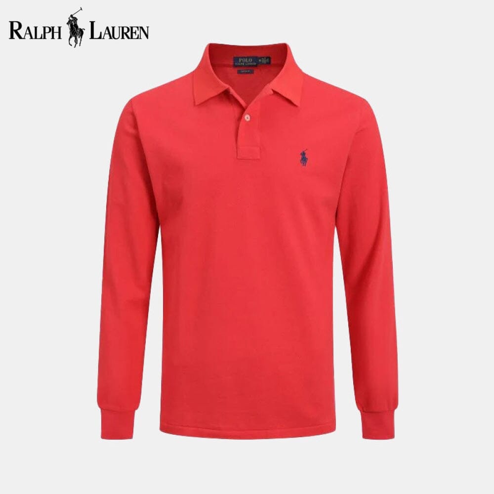 RL Long Slim Fit Dress Shirt Ralph Lauren Aurev Red S 