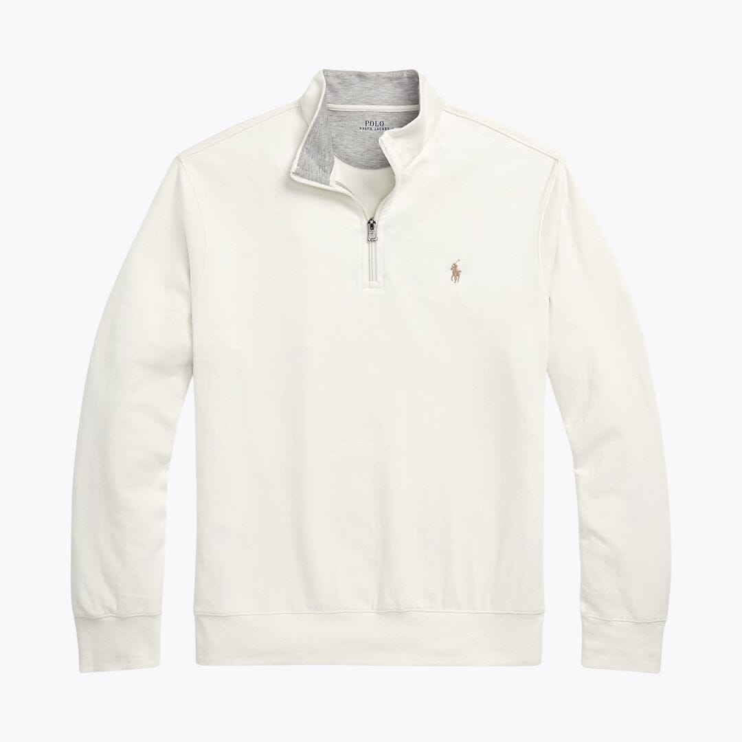 RL Luxury Jersey Quarter-Zip Pullover Ralph Lauren Luxvian Parchment Cream S 