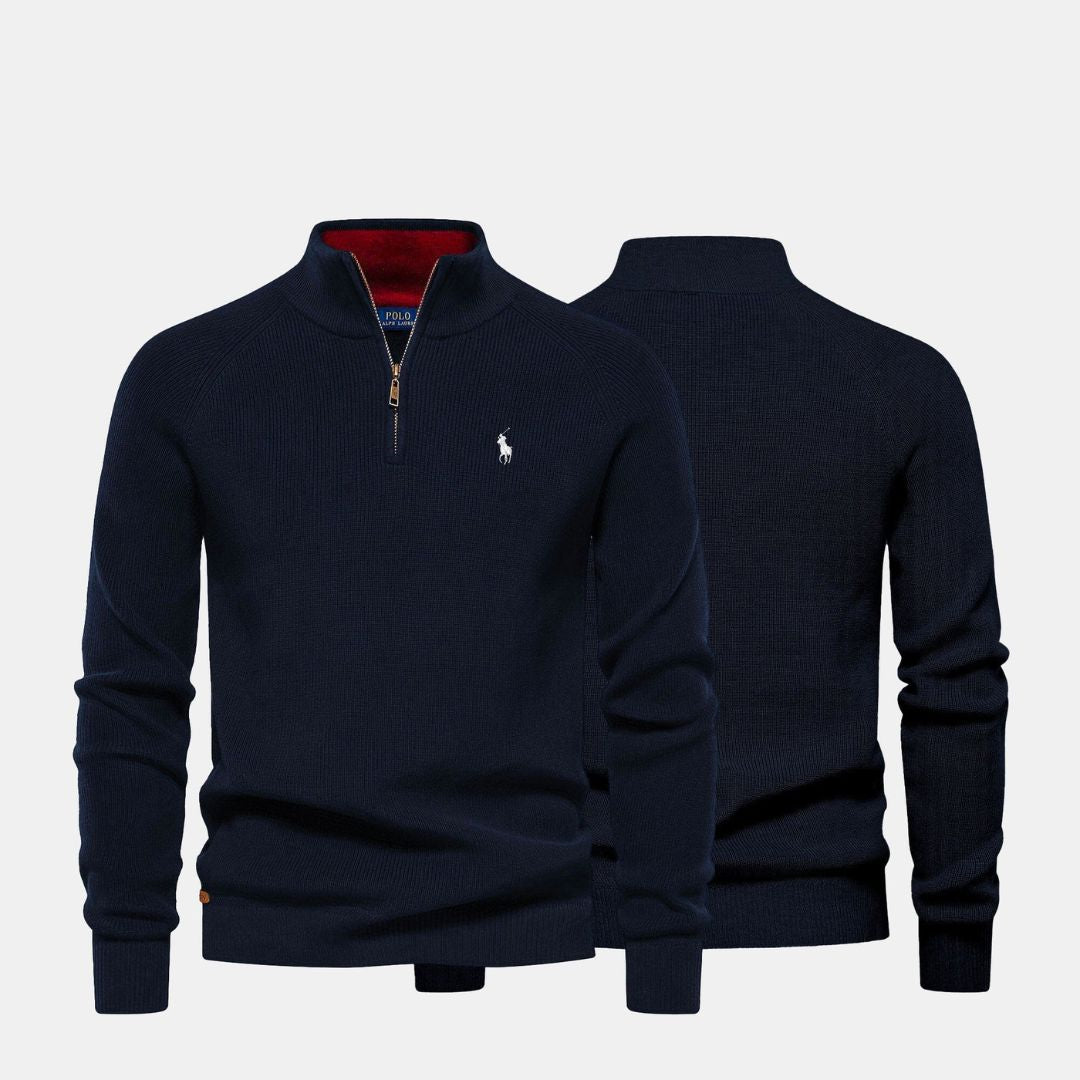 RL Men's Zip Neck Sweater (Clearance) Ralph Lauren Aurev Blue S 