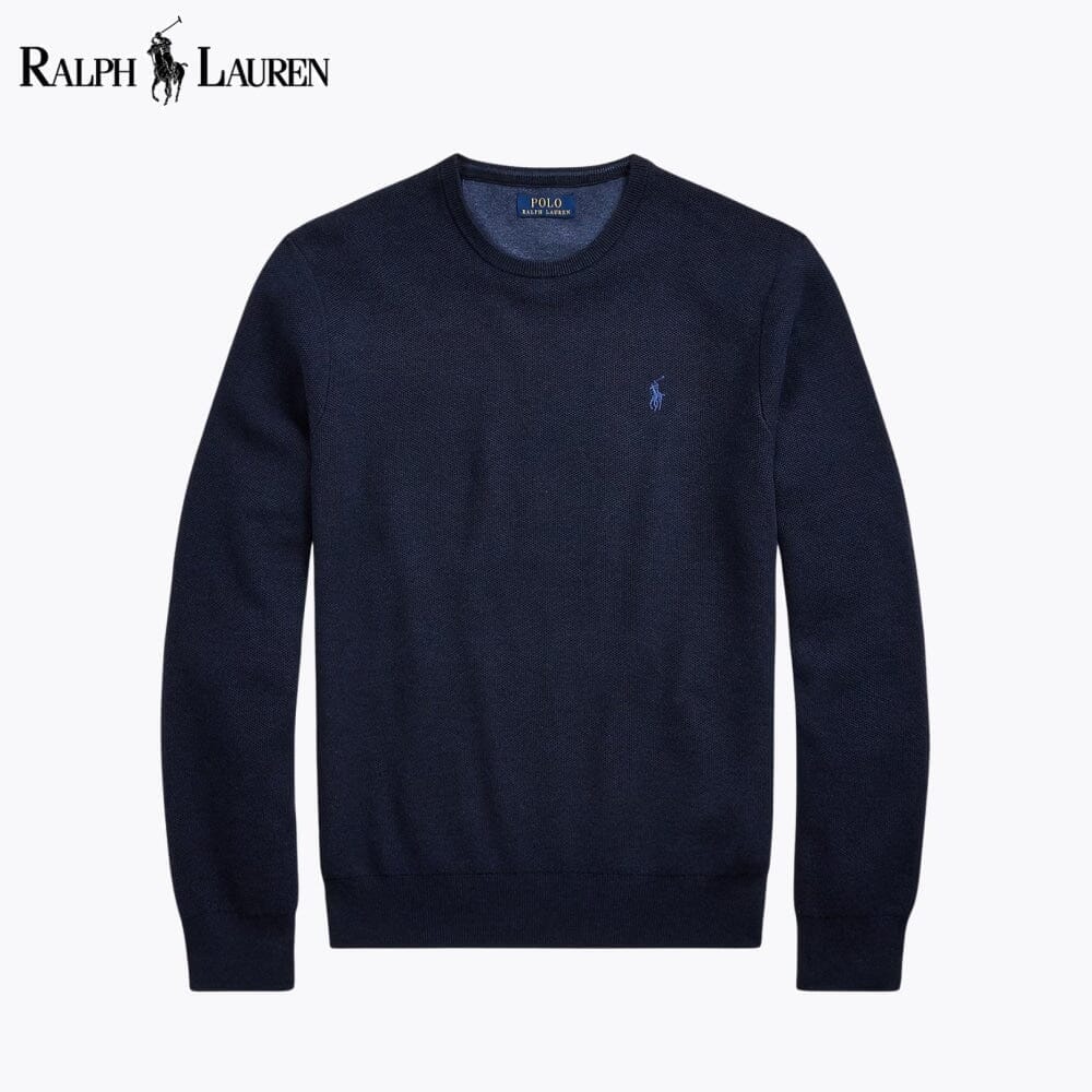 RL Mesh-Knit Cotton Crewneck Sweater Ralph Lauren Luxvian 