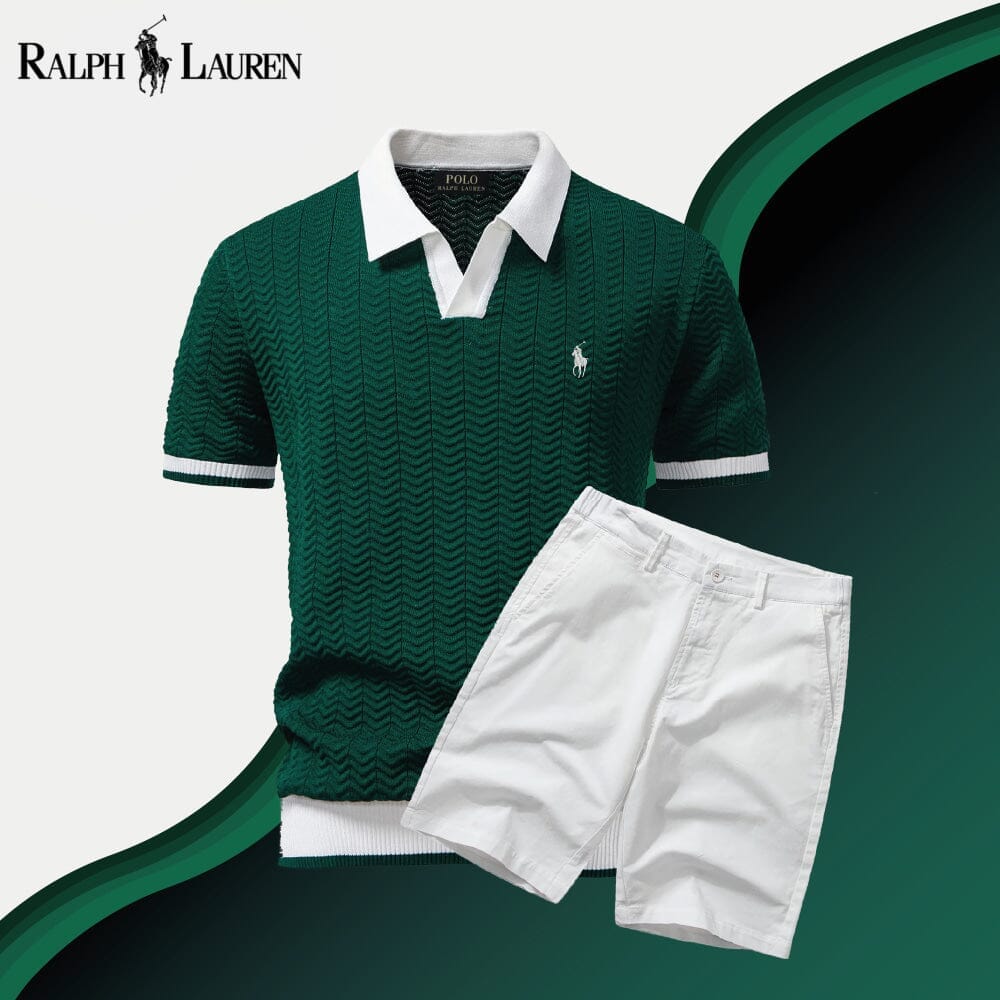 RL Old Money Polo Shirt + Shorts Set Ralph Lauren Aurev Emerald Green S 