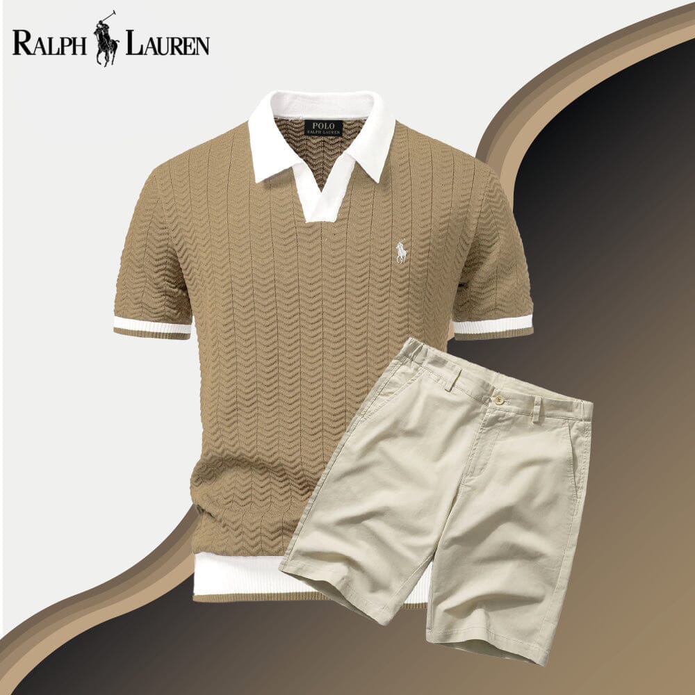 RL Old Money Polo Shirt + Shorts Set Ralph Lauren Luxvian Sand Beige S 