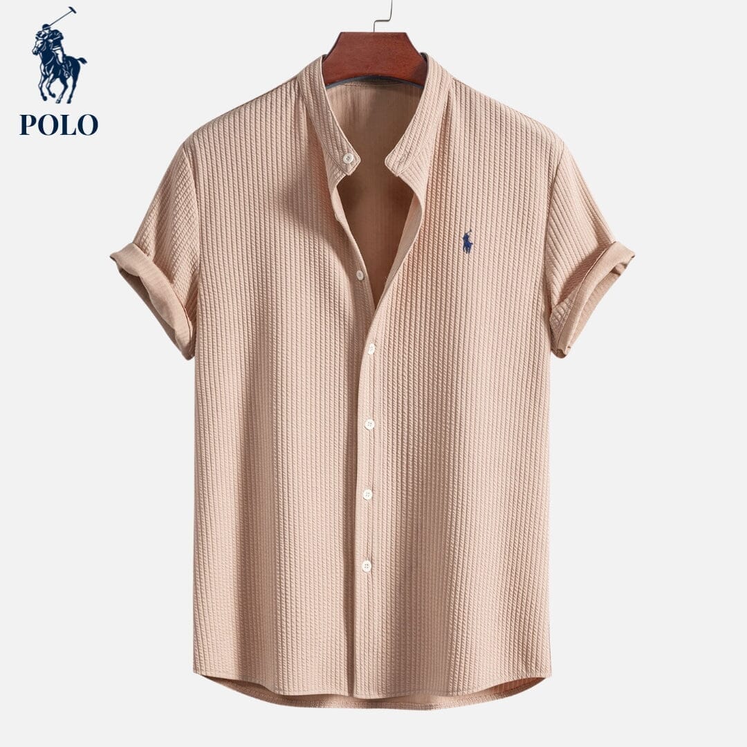 RL Polo Hampton Collar Shirt Ralph Lauren Montevaro Dark Beige S 
