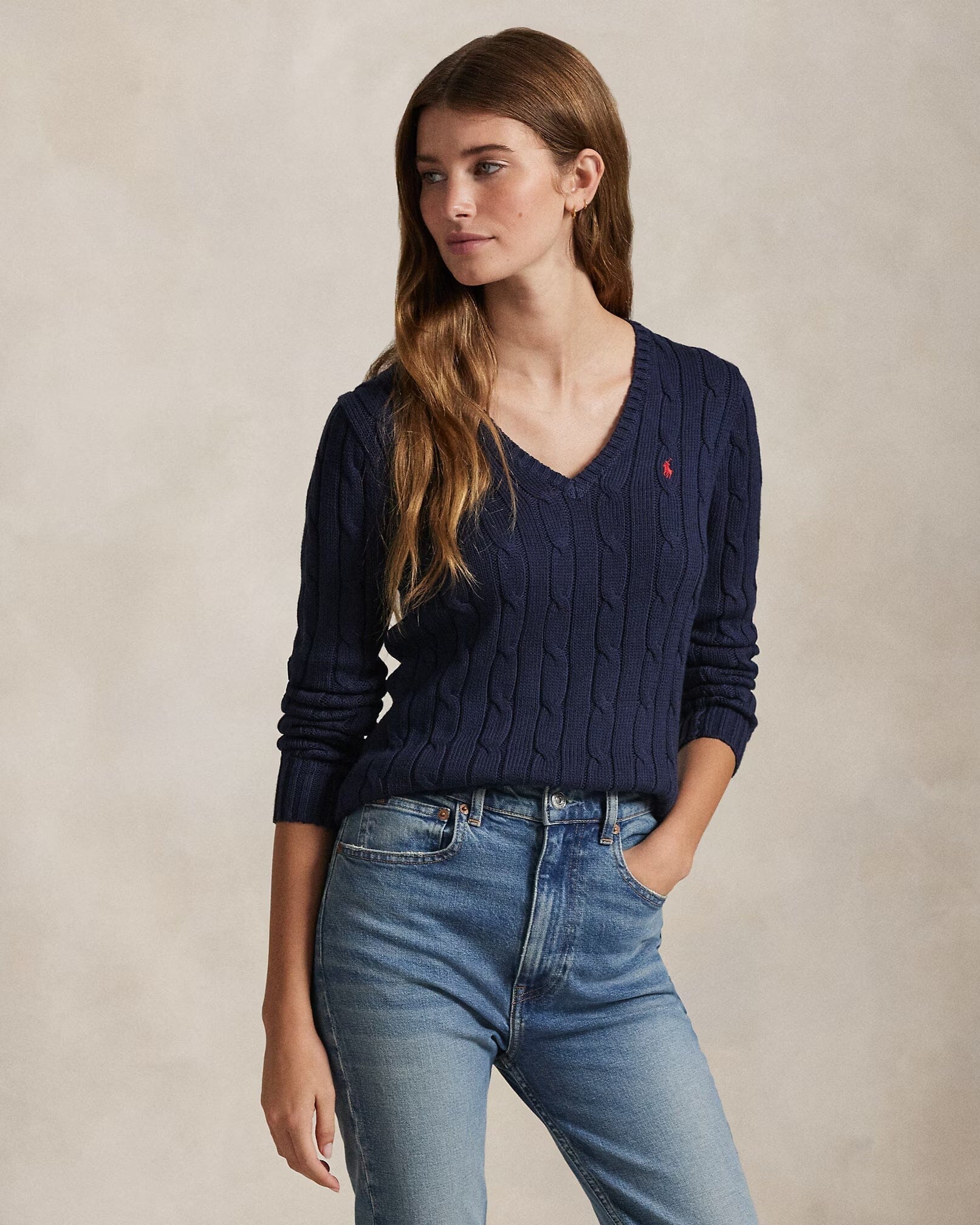 RL Sweater | V-Neck Ralph Lauren Luxvian Navy Blue XS 