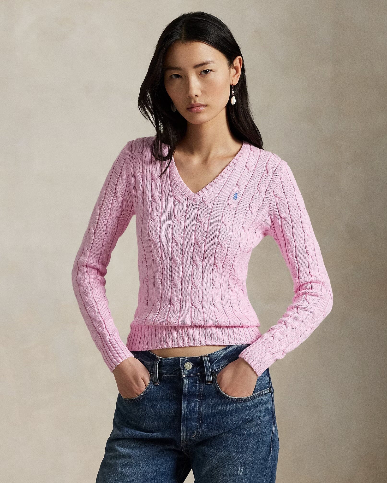 RL Sweater | V-Neck Ralph Lauren Montevaro Pink XS 
