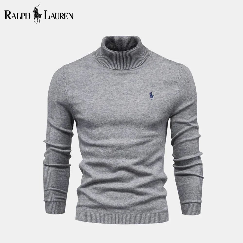 RL Turtleneck Cable-Knit Wool Knit Sweater Ralph Lauren Montevaro Gray S 