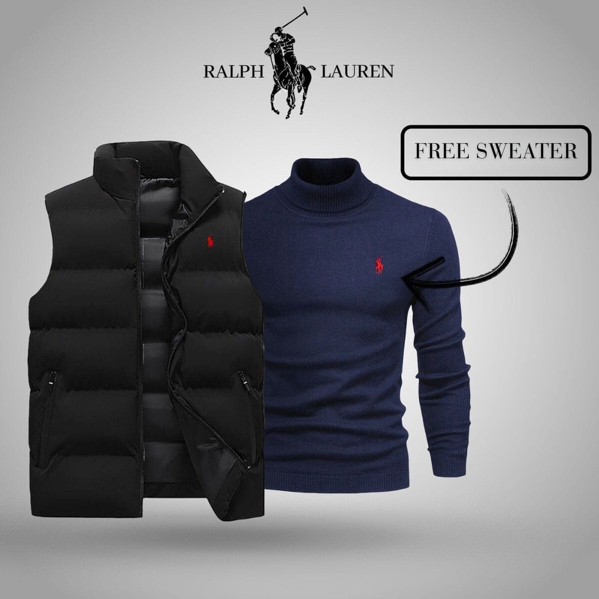 RL Vest + Exclusive Free Sweater (CLEARANCE) Ralph Lauren Luxvian Black Blue M