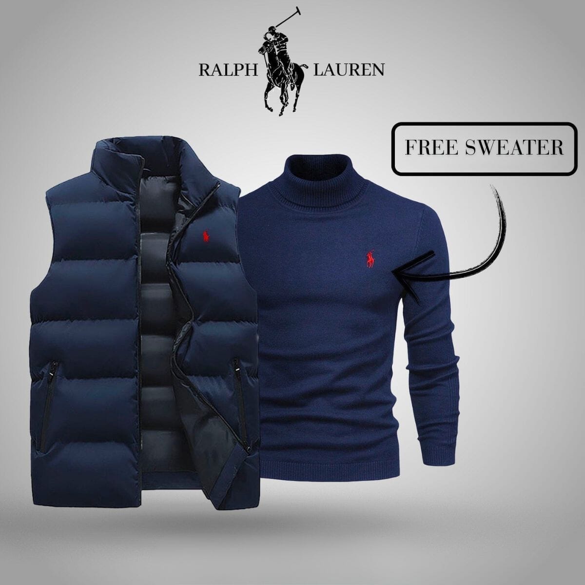 RL Vest + Exclusive Free Sweater (CLEARANCE) Ralph Lauren Luxvian Blue Blue M
