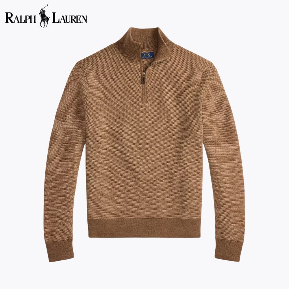 RL Washable Wool Quarter-Zip Sweater Ralph Lauren Aurev Camel S 