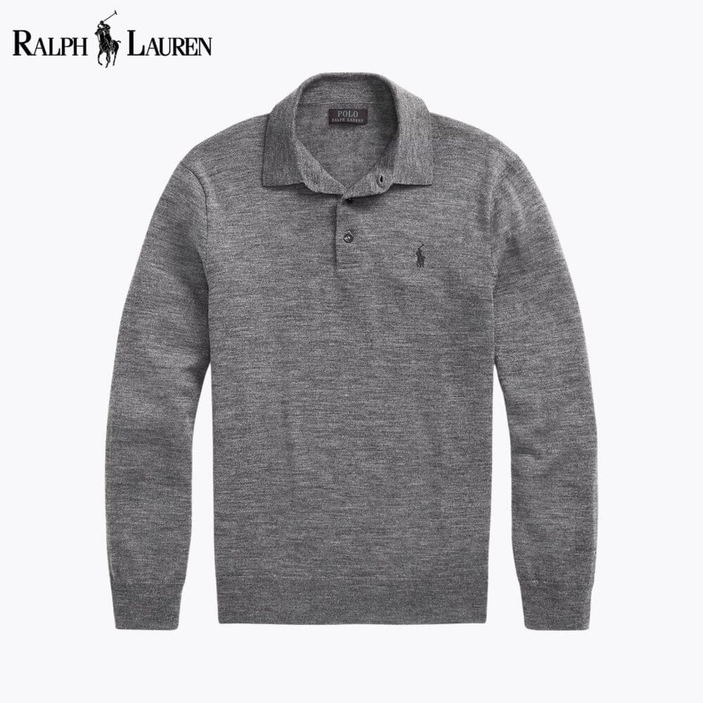 RL Wool Polo-Collar Jumper Ralph Lauren Luxvian Grey S 
