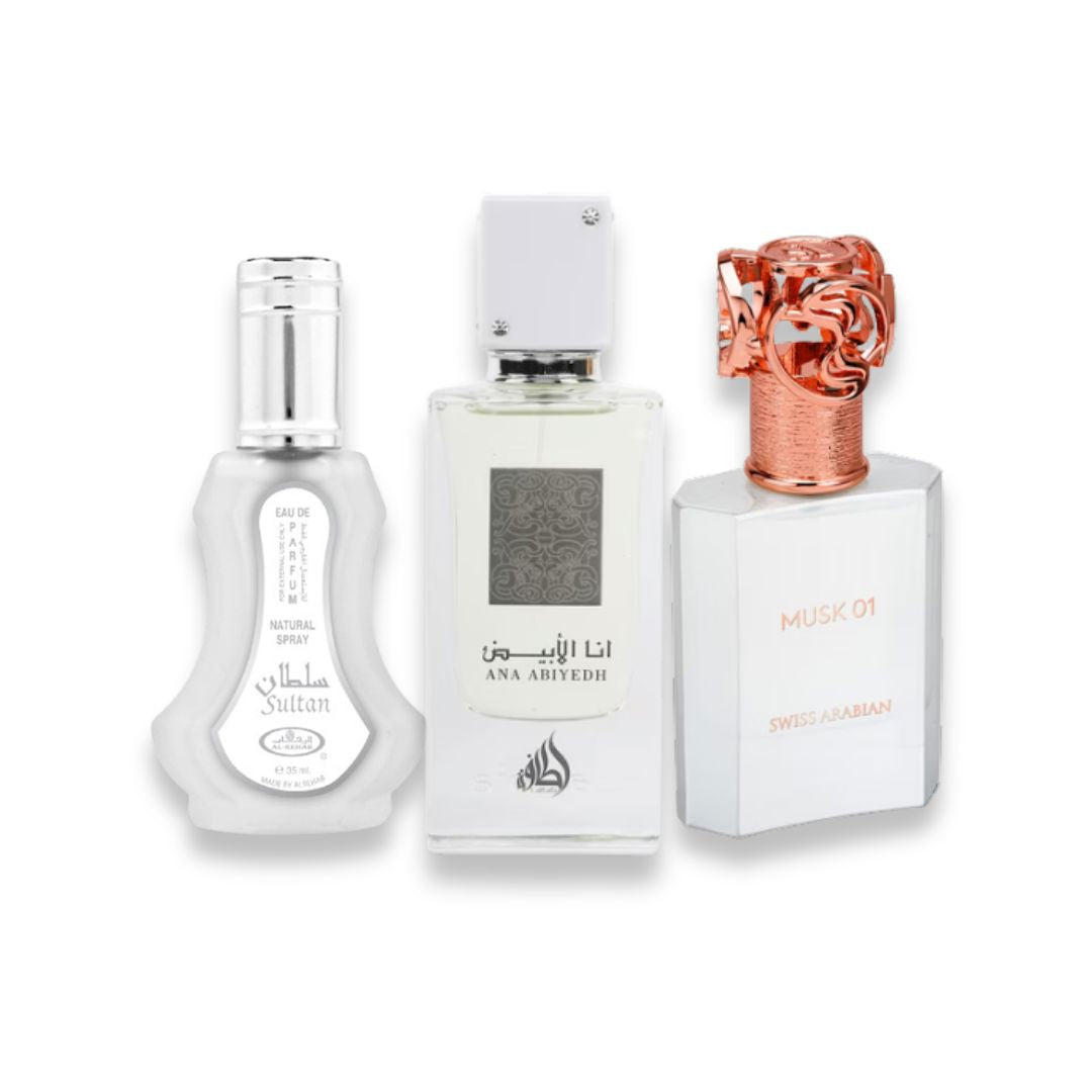 SET Musk & White Oud – 3x 100 ml Luxvian 