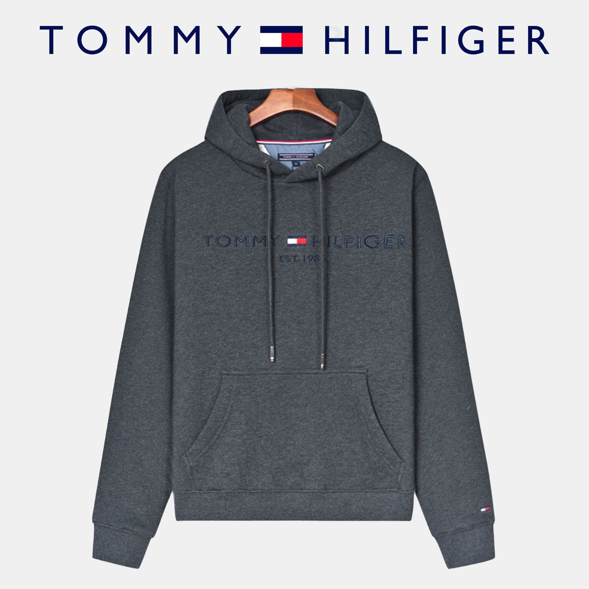 TH Men's Hoodie (Clearance) Tommy Hilfiger Luxvian Dark Gray M 